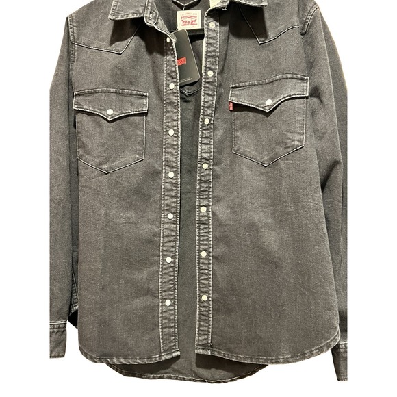 Levi's Mens Barstow Classic Western Denim Pearl Snap Button Casual Dress Shirt M - Picture 4 of 6